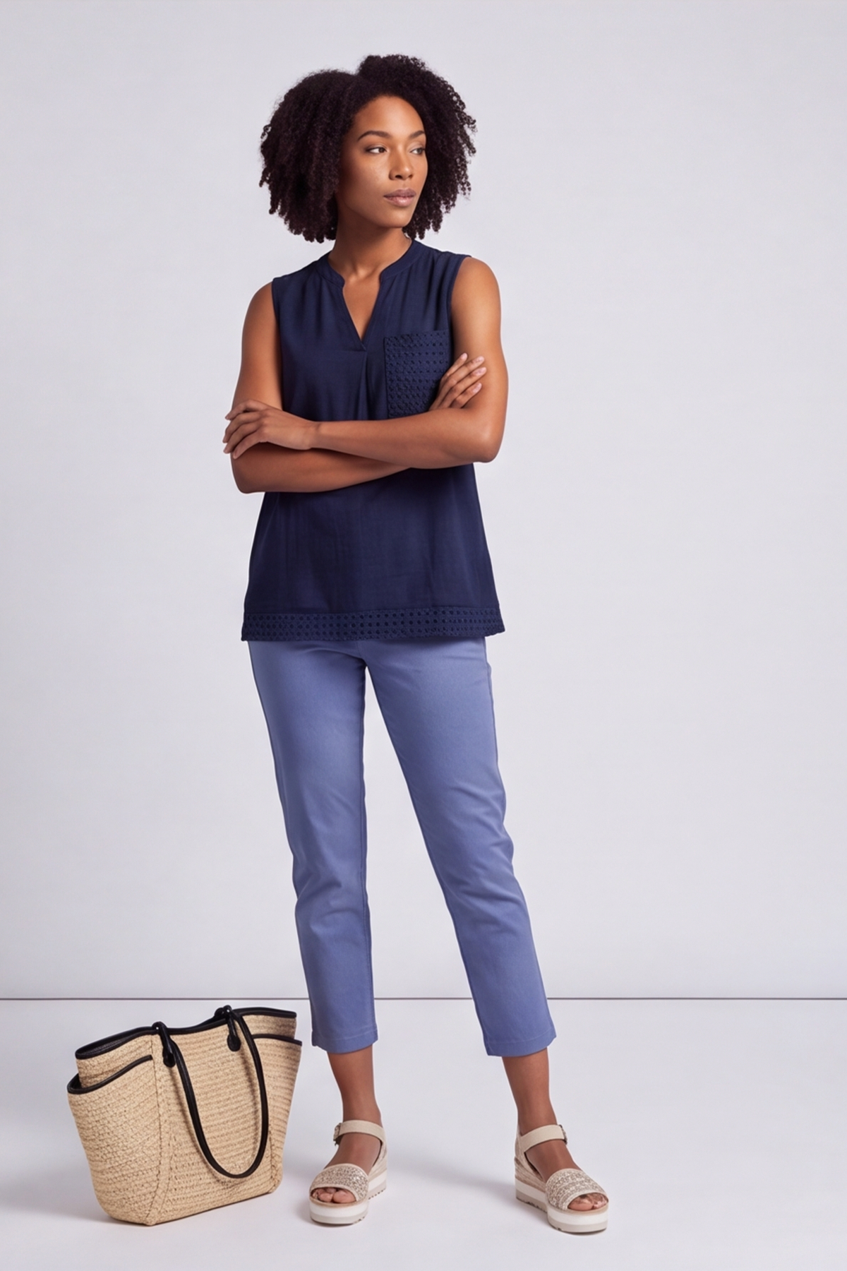 Alora Cotton Relaxed Top Navy