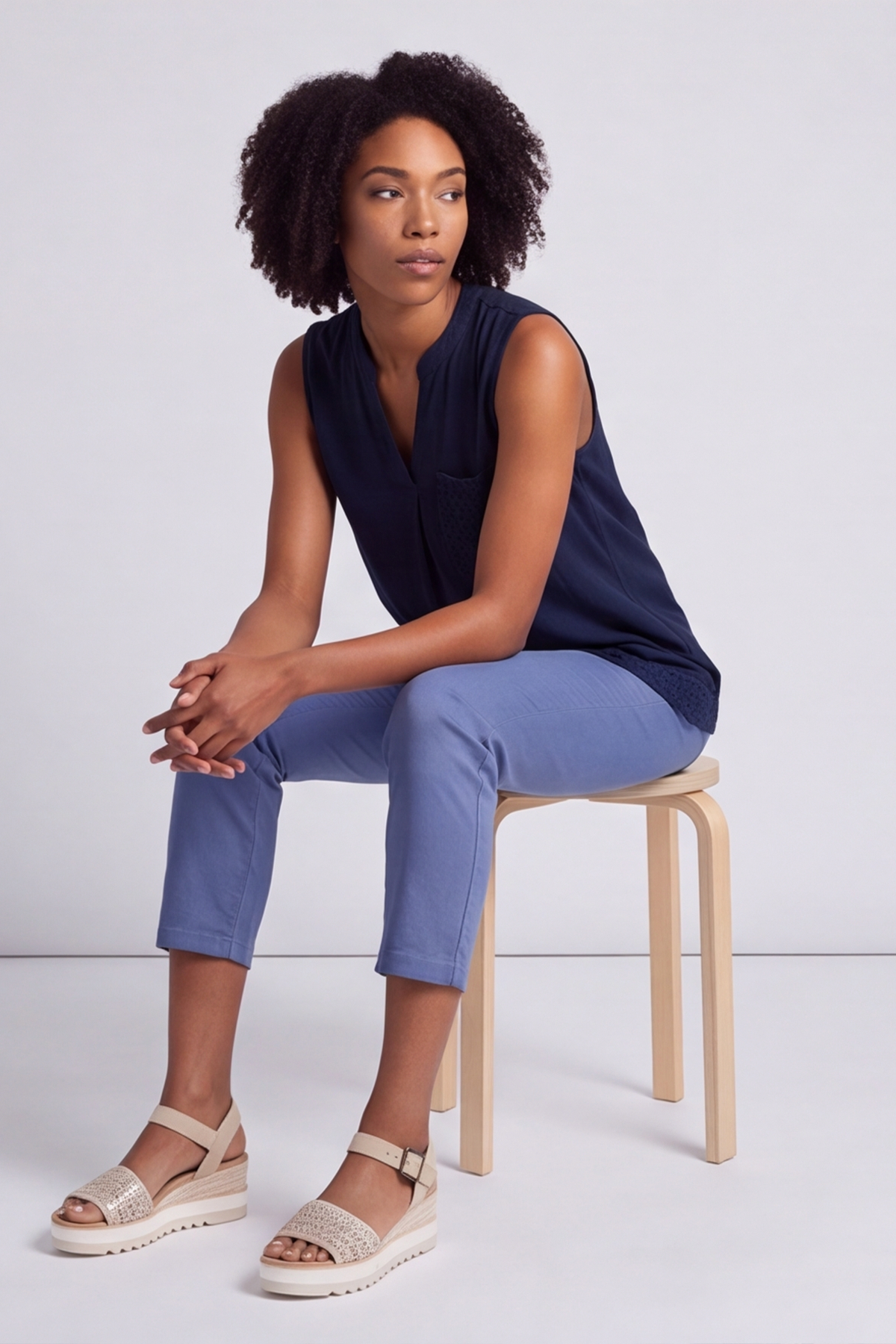 Alora Cotton Relaxed Top Navy