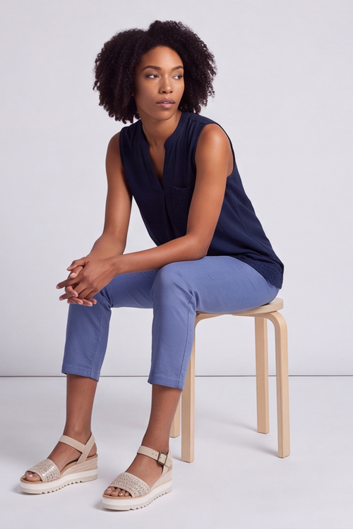 Alora Cotton Relaxed Top Navy - Image 5
