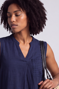 Alora Cotton Relaxed Top Navy