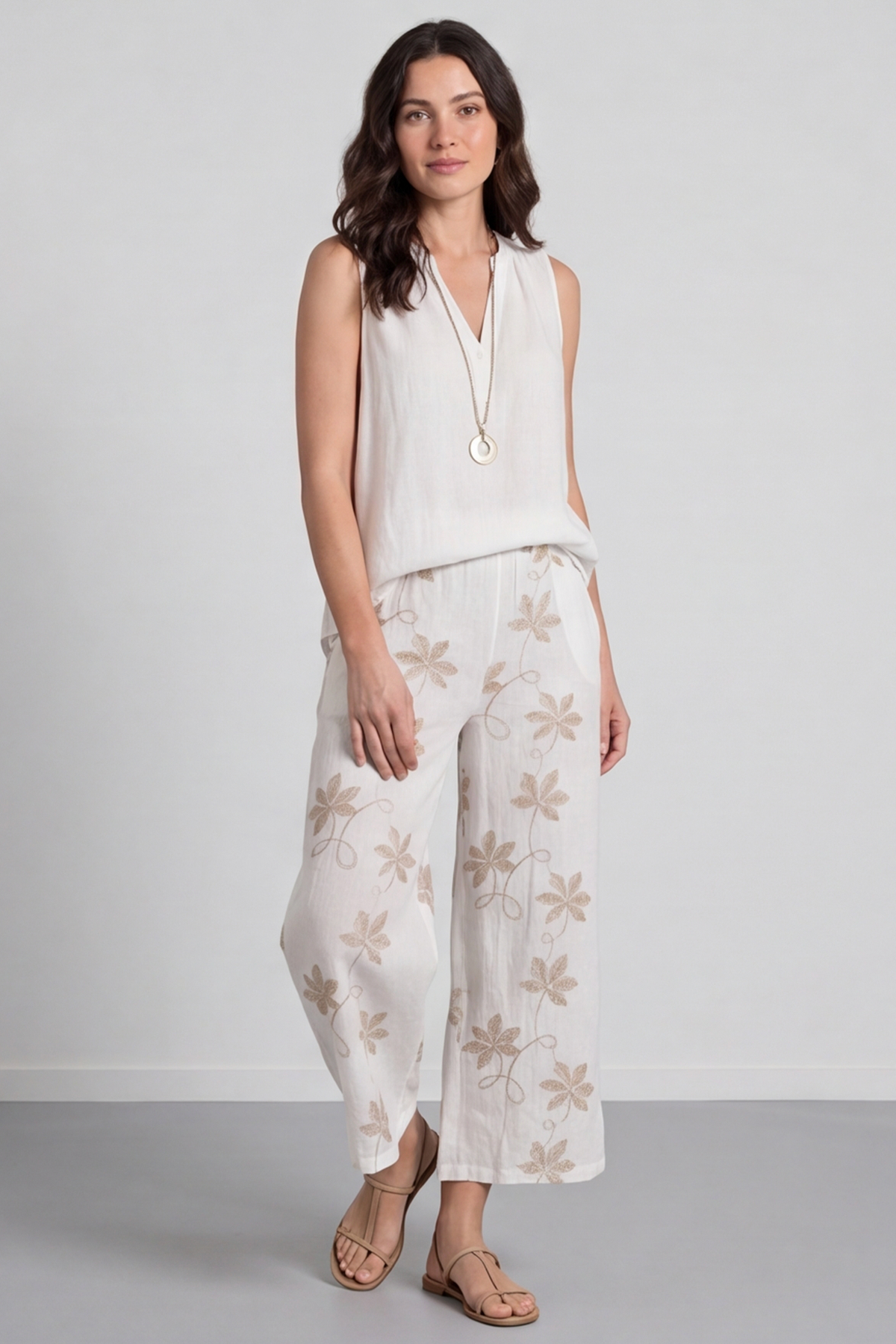 Hana Embroidered Pants White