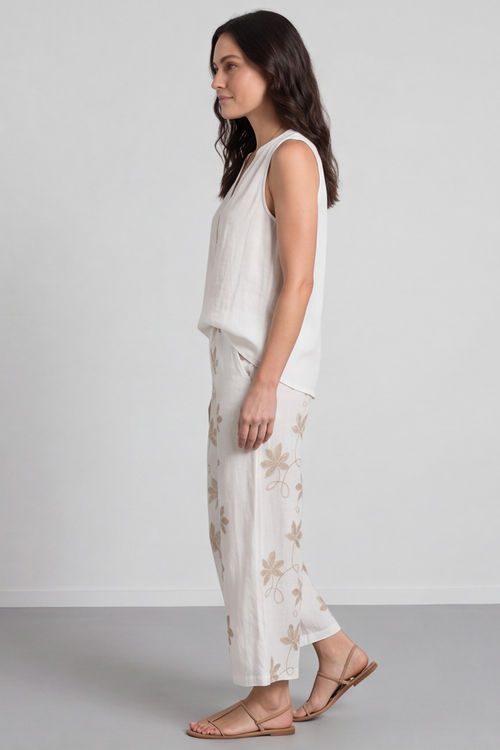 Hana Embroidered Pants White - Image 2