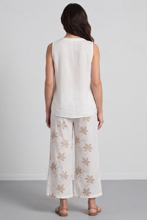 Hana Embroidered Pants White - Image 3