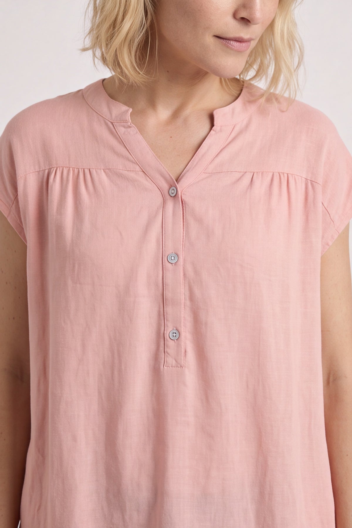 Hayle Button Linen Tunic Pink