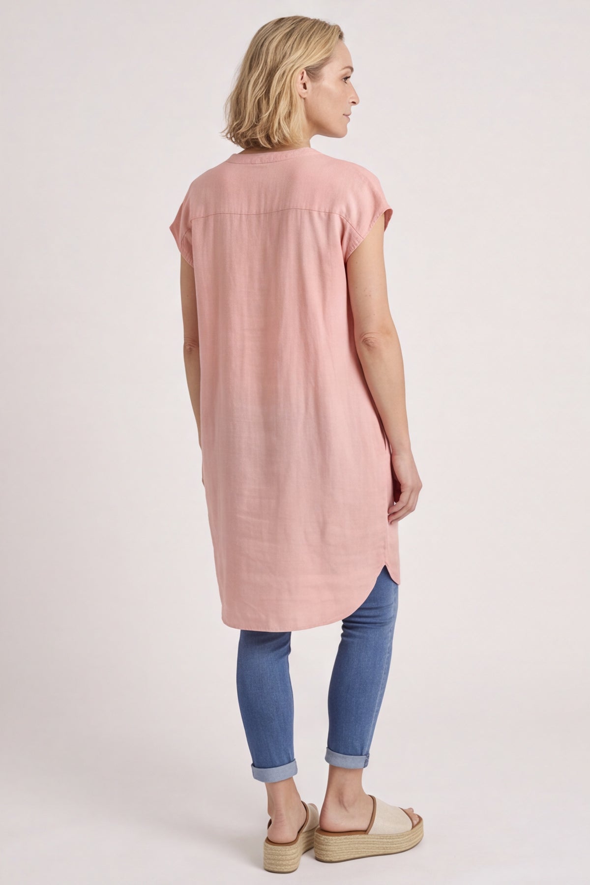 Hayle Button Linen Tunic Pink