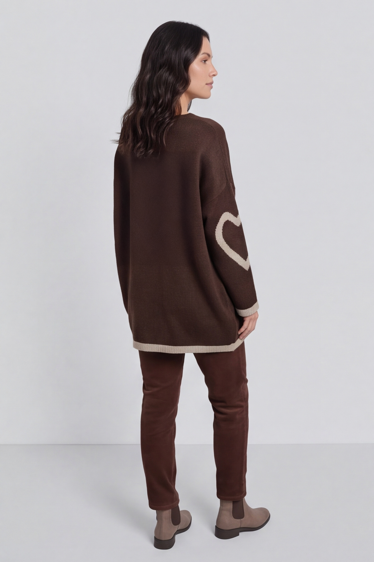 Milena Heart Knitted Jumper Cocoa