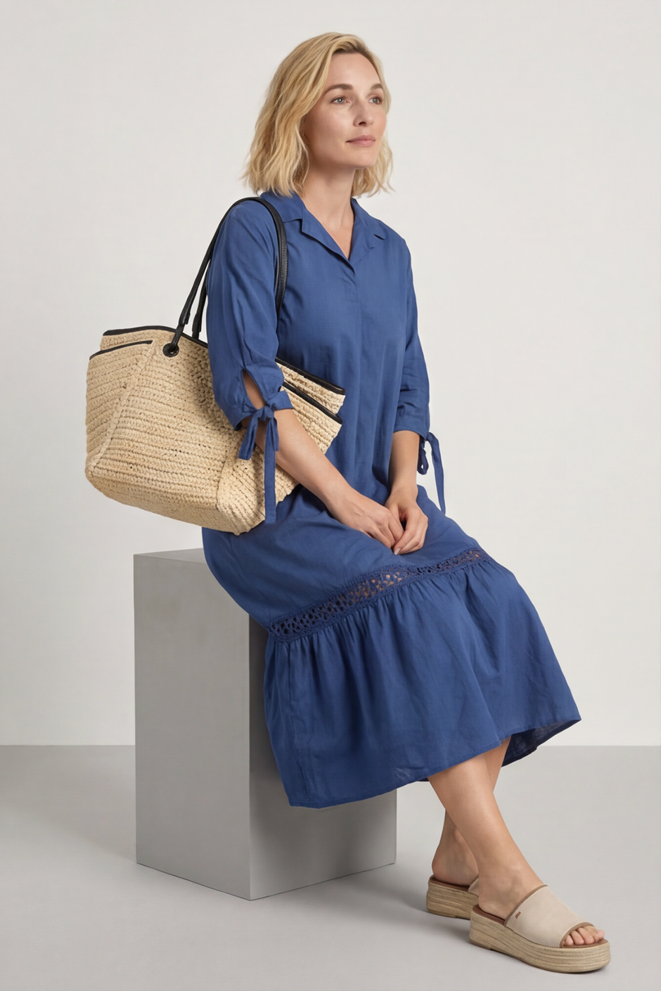 Henrietta Cotton Dress Navy