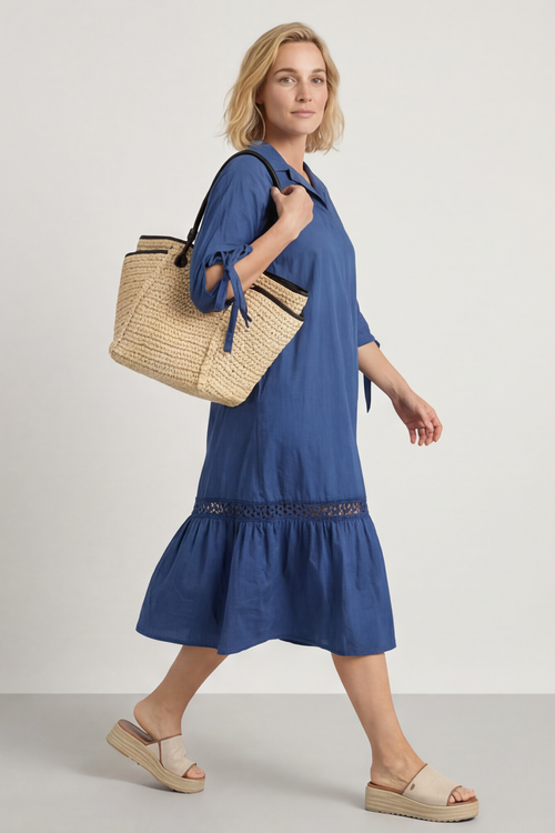 Henrietta Cotton Dress Navy - Image 2