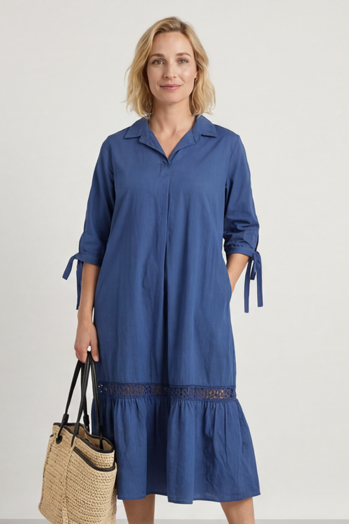 Henrietta Cotton Dress Navy - Image 3