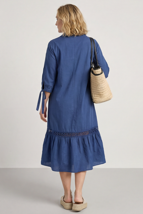 Henrietta Cotton Dress Navy - Image 4