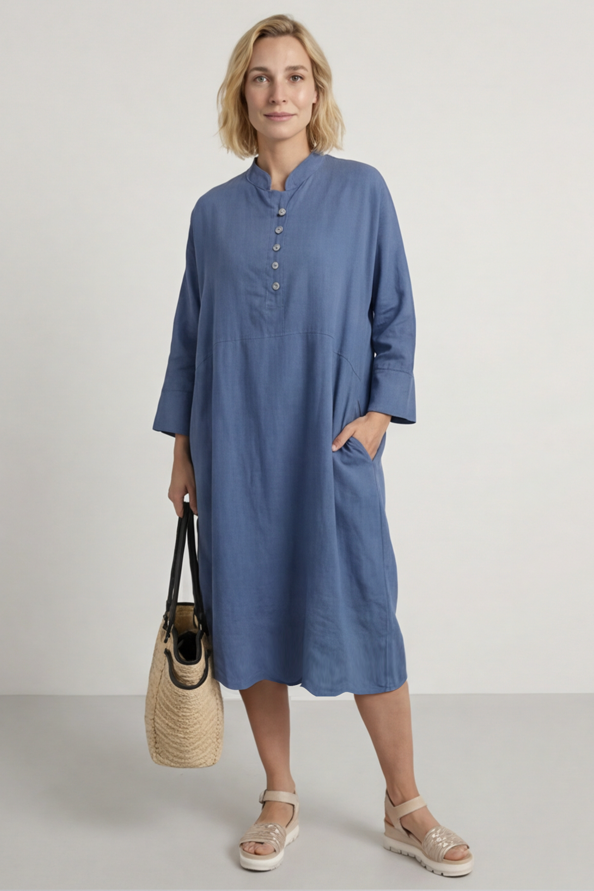 Helena Linen Dress Blue