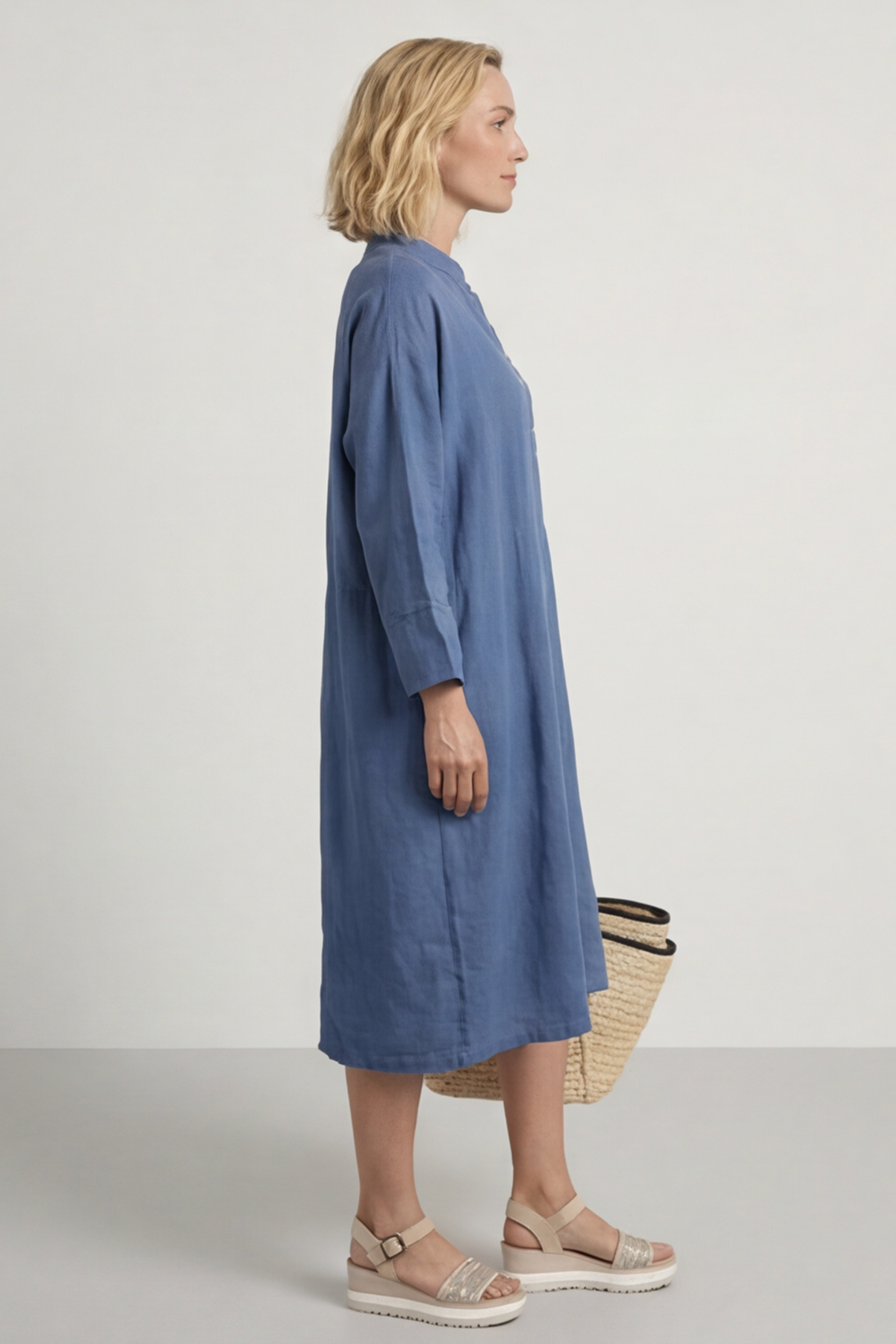 Helena Linen Dress Blue