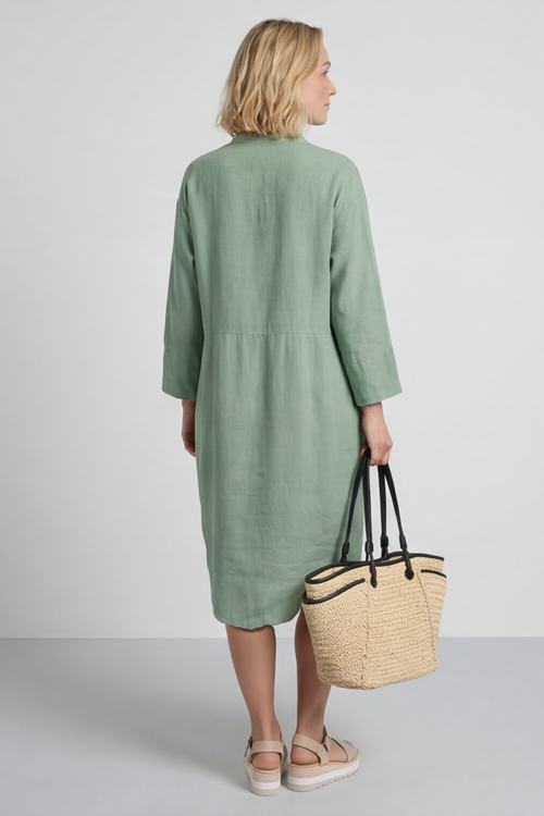 Helena Linen Dress Green - Image 2