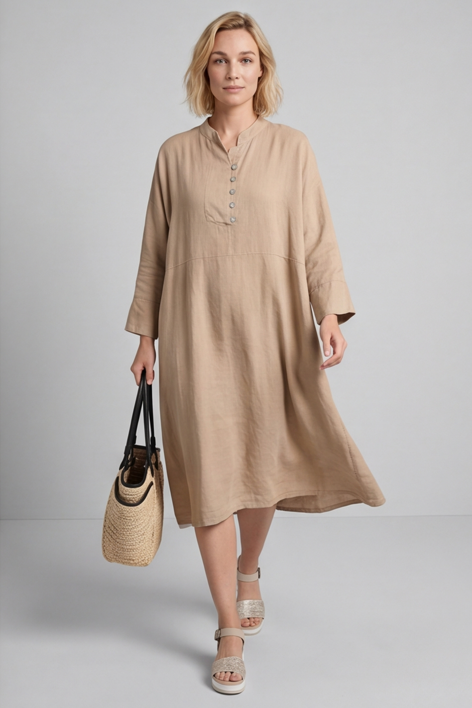 Helena Linen Dress Camel