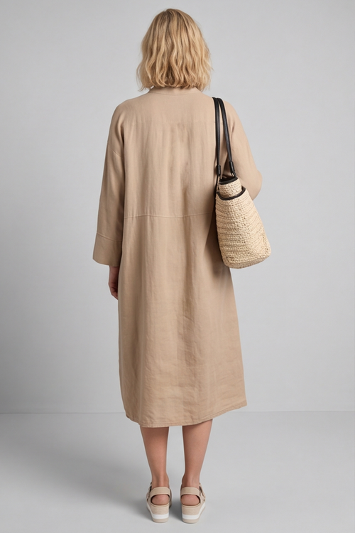 Helena Linen Dress Camel - Image 2
