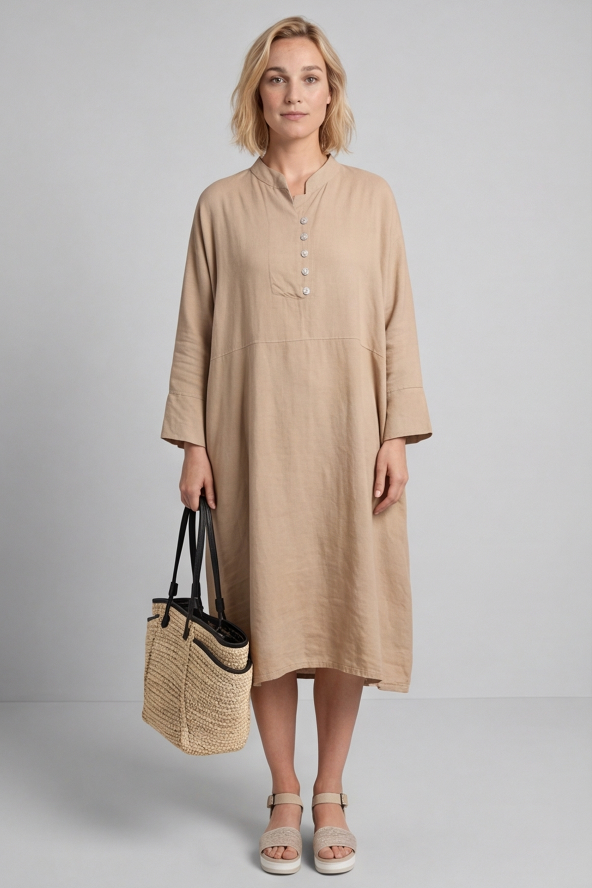 Helena Linen Dress Camel