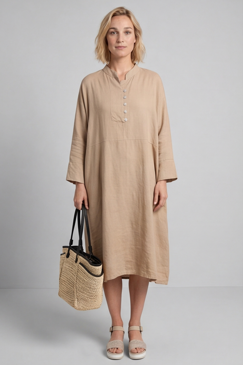 Helena Linen Dress Camel - Image 5