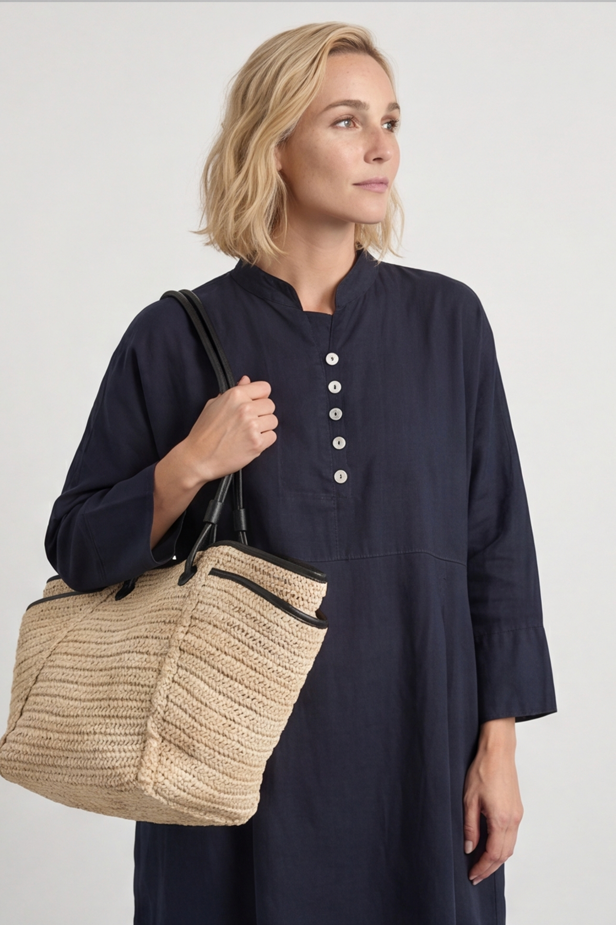 Helena Linen Dress Navy