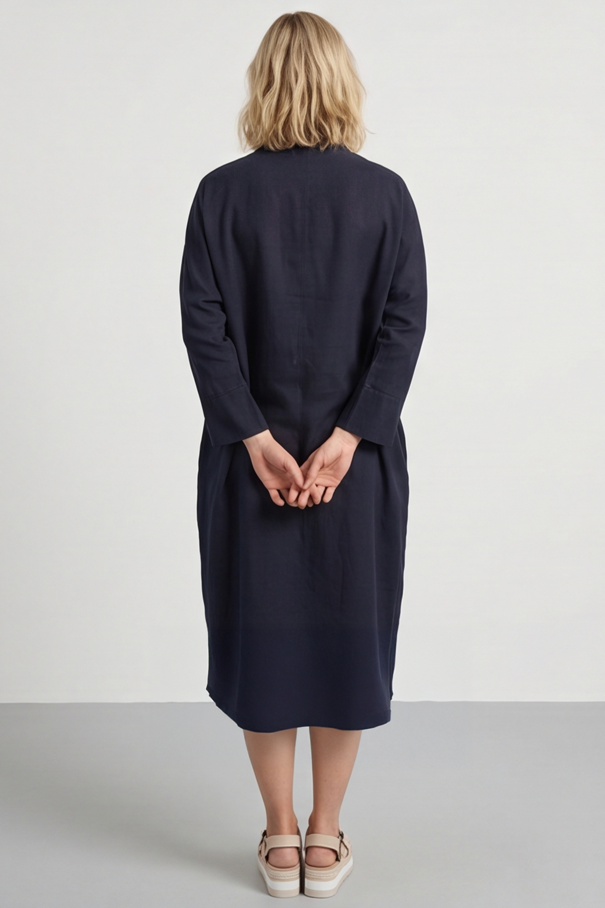 Helena Linen Dress Navy