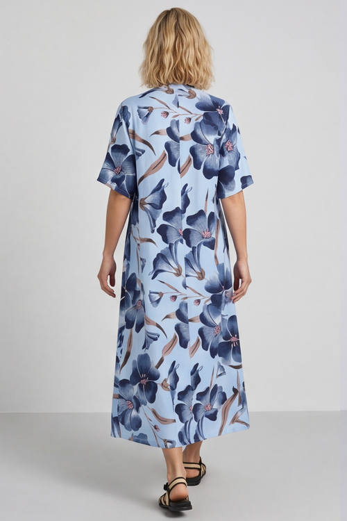 Hemsby Button Floral Dress Light Blue - Image 4