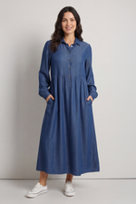 Helenton Button Dress Mid Denim Mid Denim - Helenton Button Dress Mid Denim