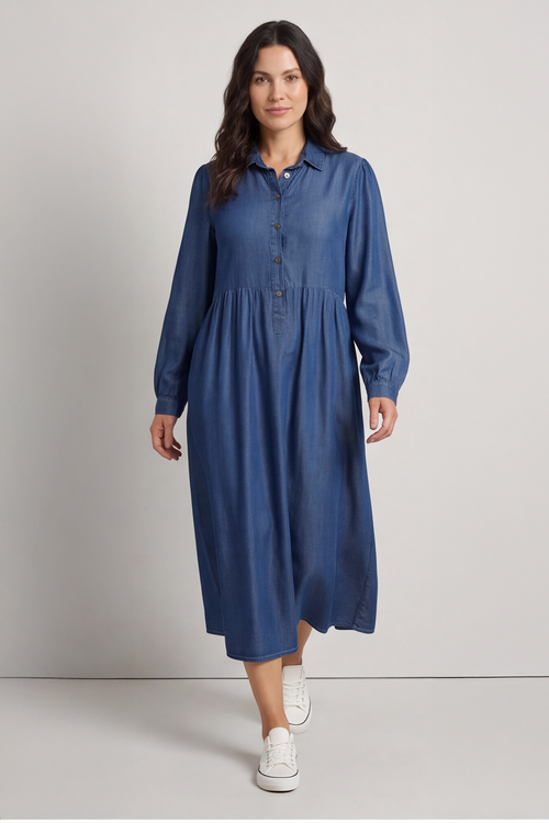 Helenton Button Dress Mid Denim - Image 6
