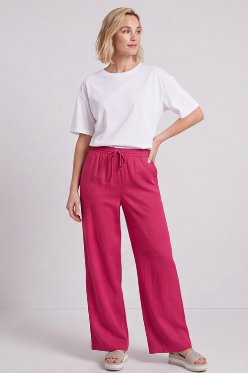 Elena Linen Hot Pink Trousers - Image 3