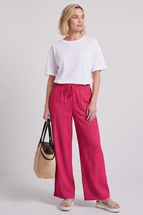 Elena Linen Hot Pink Trousers - Image 5