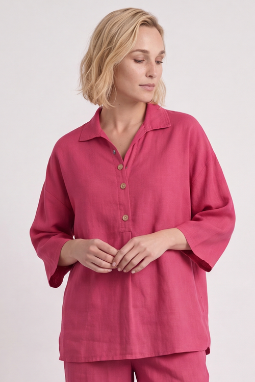Elena Linen Hot Pink Trousers - Image 10