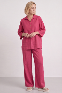 Elena Linen Hot Pink Trousers