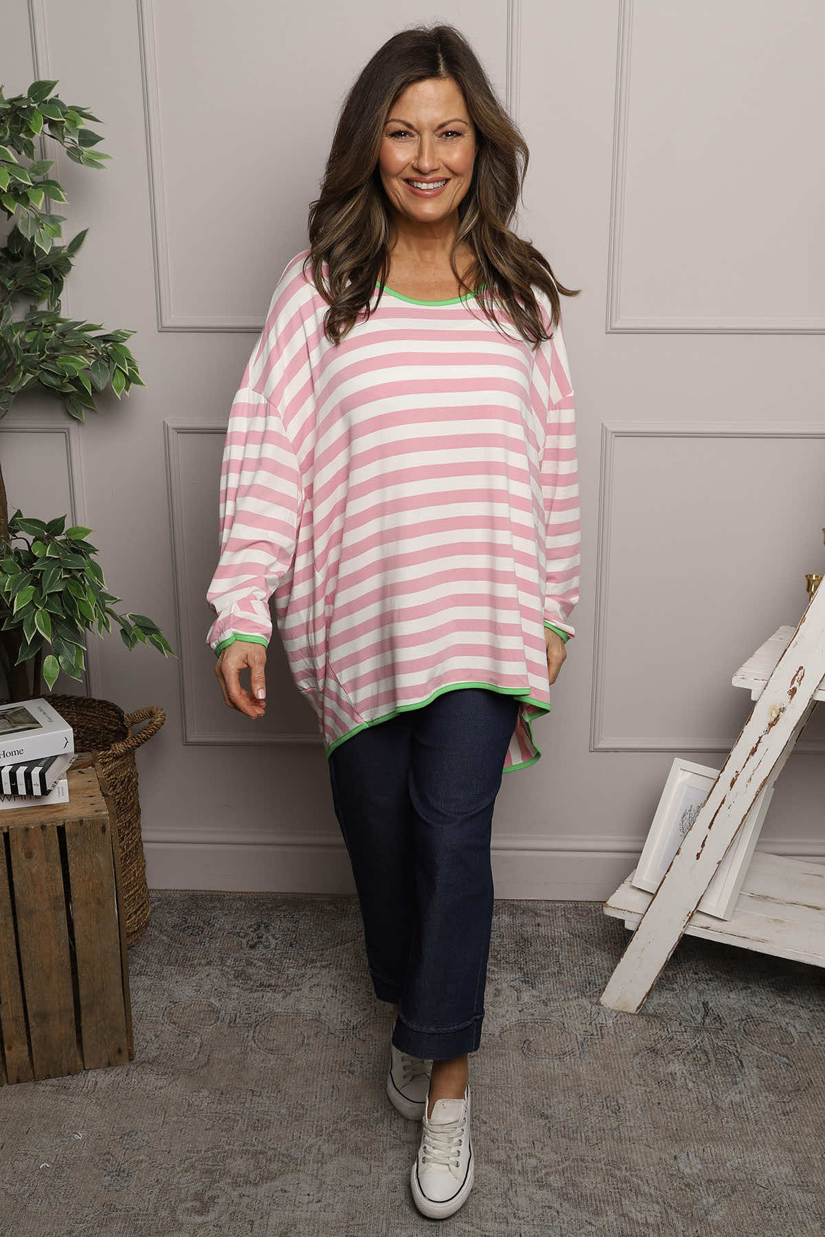 Ariella Stripe Top Pink