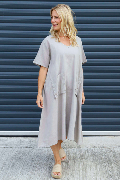 Solange Pocket Linen Dress Mocha - Image 2
