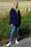 Verys Cord Zip Hooded Jacket Navy