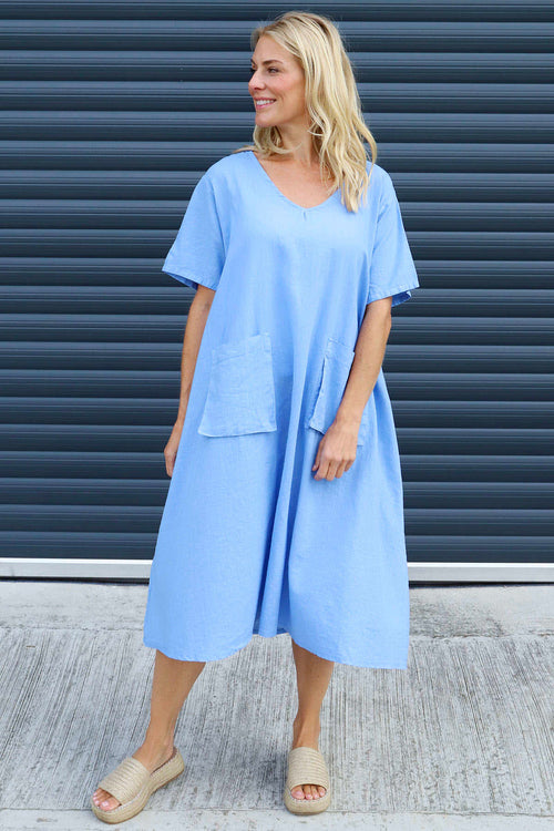 Solange Pocket Linen Dress Powder Blue - Image 2