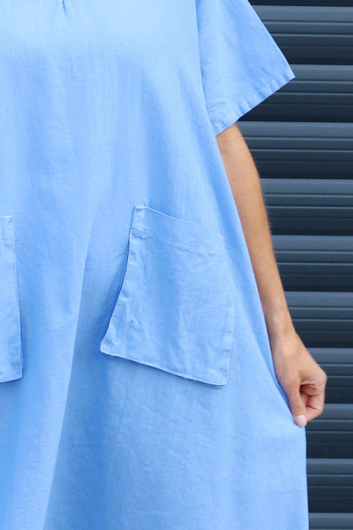 Solange Pocket Linen Dress Powder Blue - Image 3