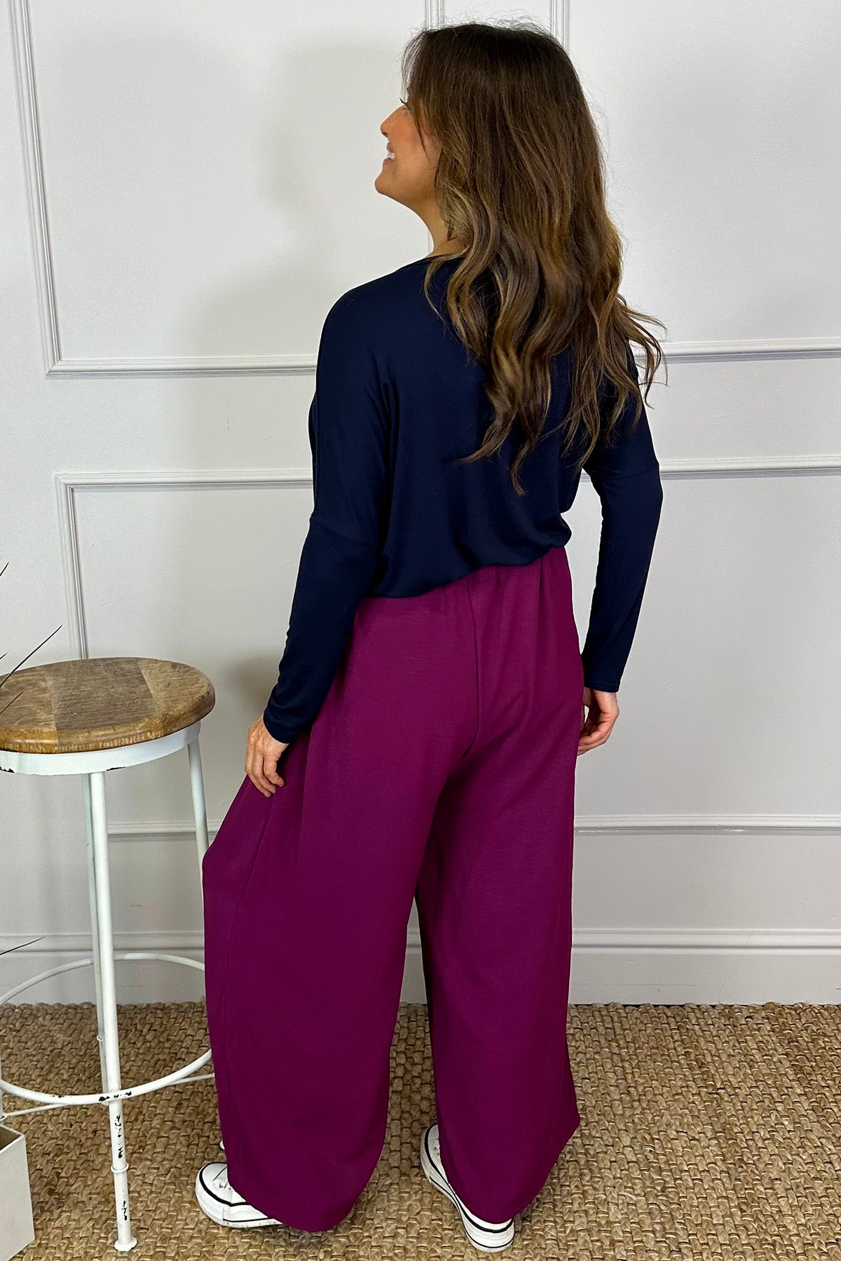 Hadley Wide Leg Trousers Berry