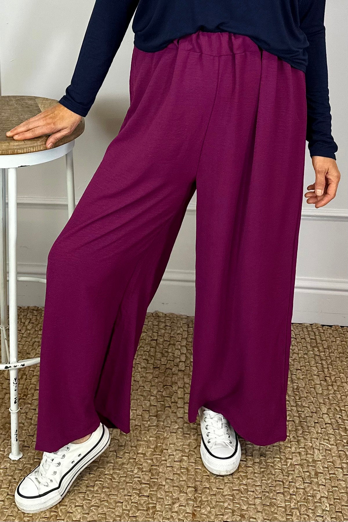 Hadley Wide Leg Trousers Berry