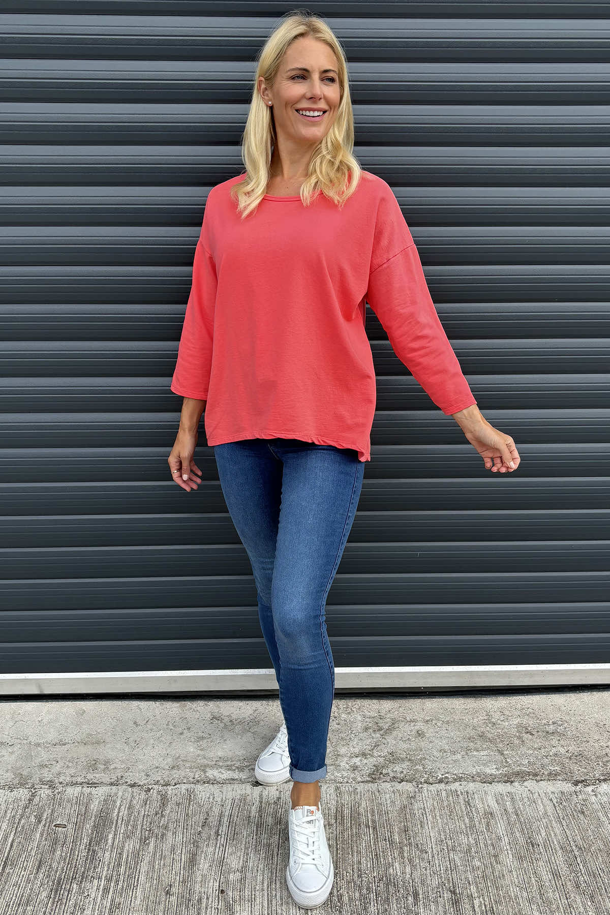 Sports Sweat Top Coral Red