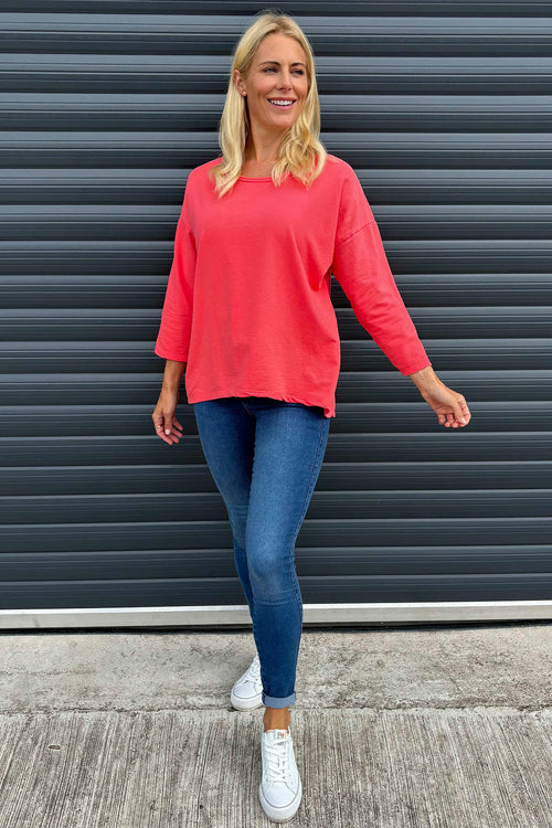 Sports Sweat Top Coral Red - Image 3