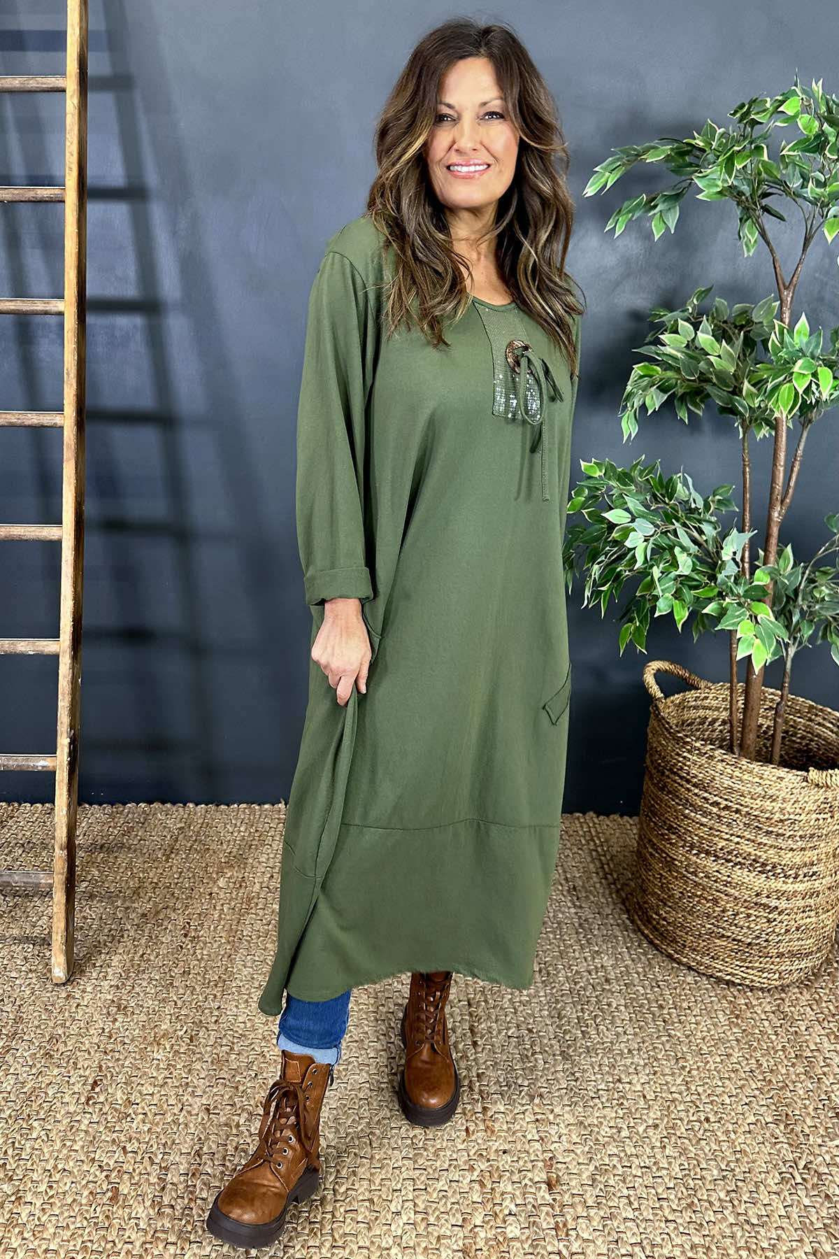 Maura Cotton Dress Khaki