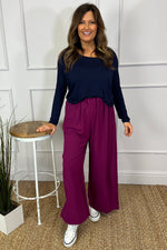 Hadley Wide Leg Trousers Berry Berry - Hadley Wide Leg Trousers Berry