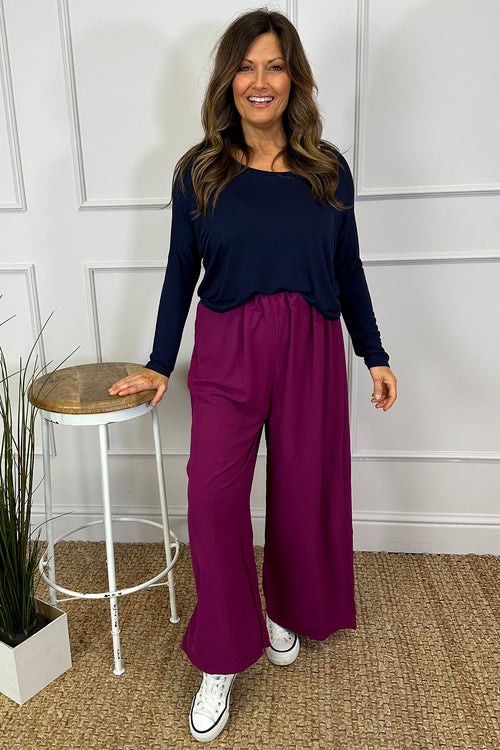 Hadley Wide Leg Trousers Berry