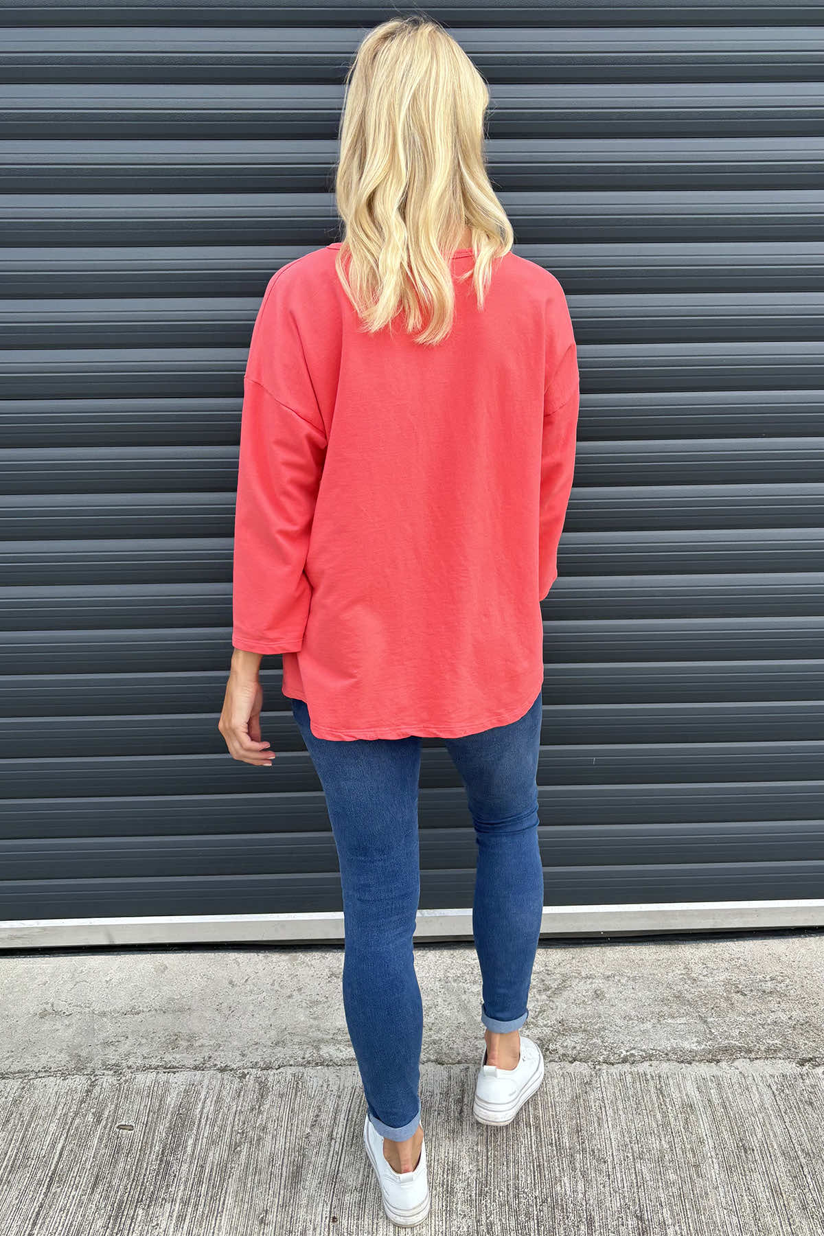 Sports Sweat Top Coral Red