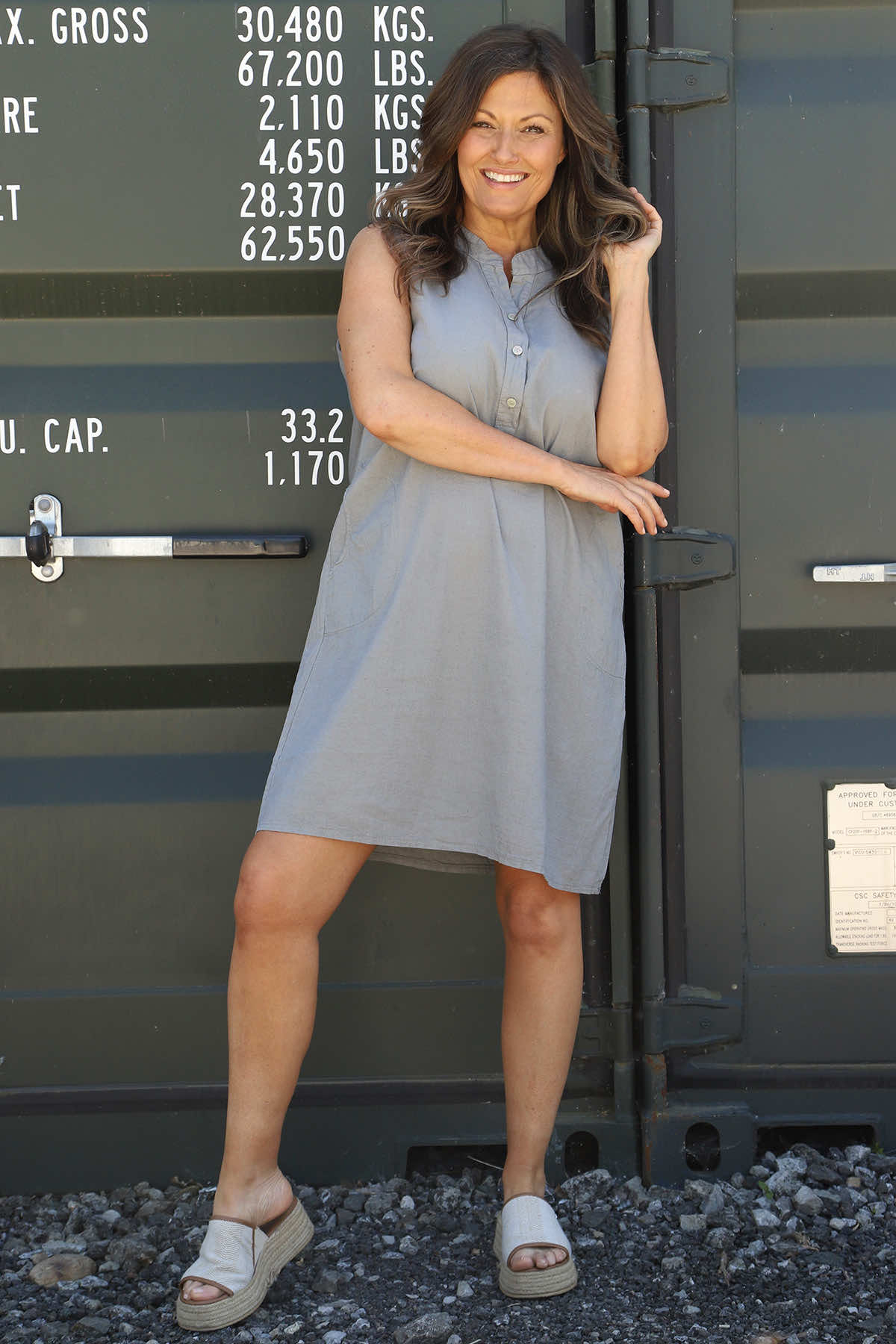 Ariyah Sleeveless Linen Tunic Mid Grey
