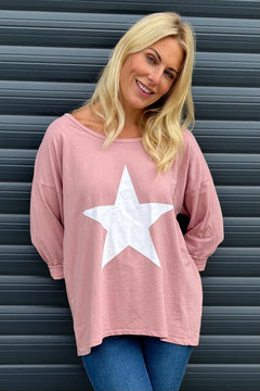 Sports Sweat Star Top Pink