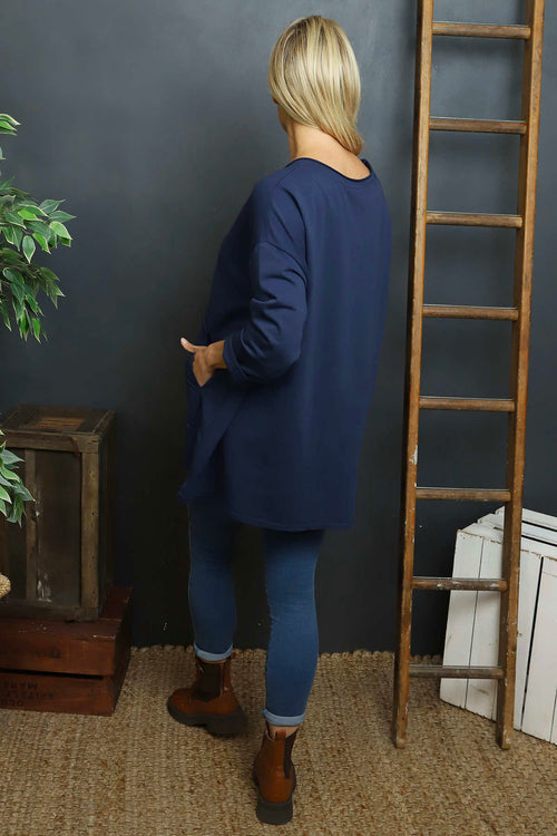Kelilah Pocket Cotton Top Navy - Image 4