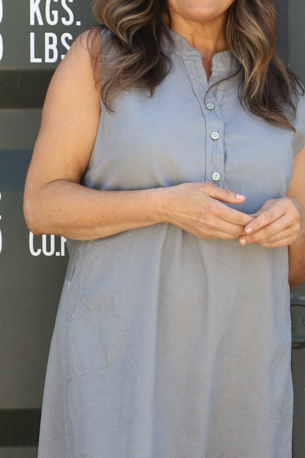 Ariyah Sleeveless Linen Tunic Mid Grey