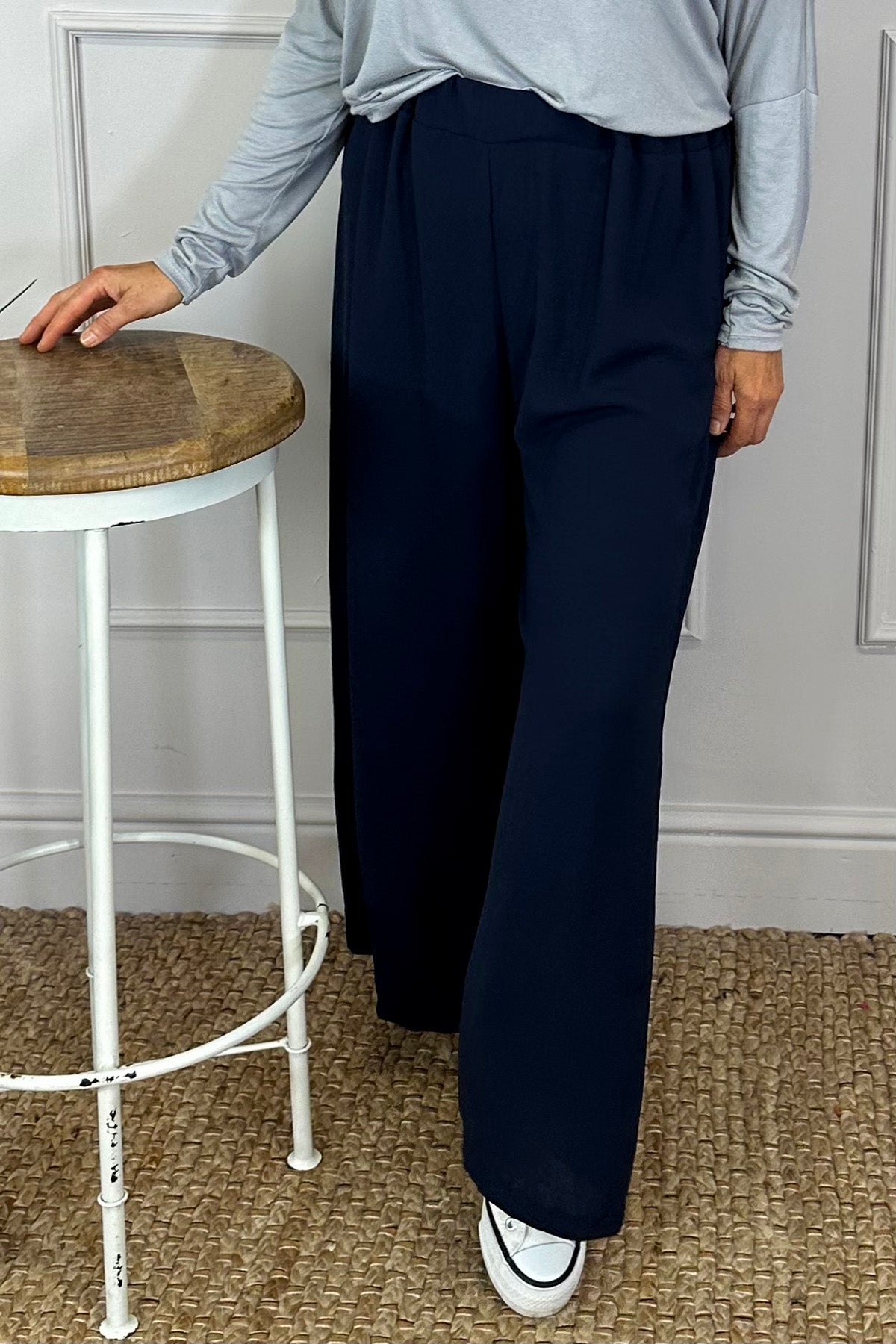 Hadley Wide Leg Trousers Navy