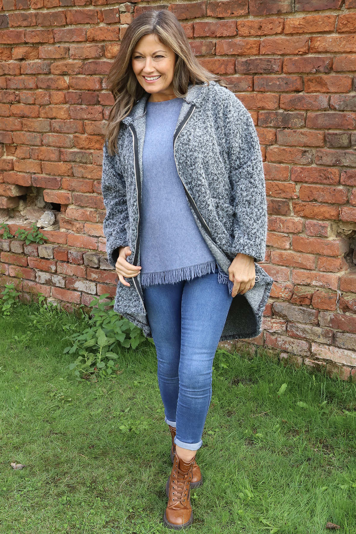 Sheila Zip Hooded Jacket Grey