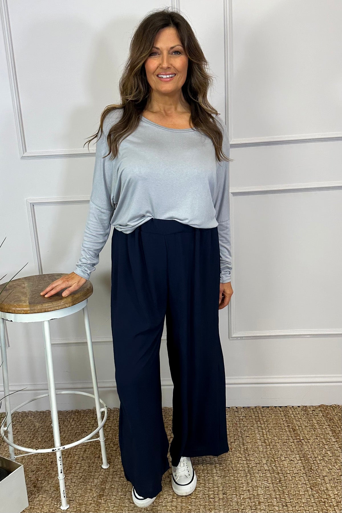 Hadley Wide Leg Trousers Navy